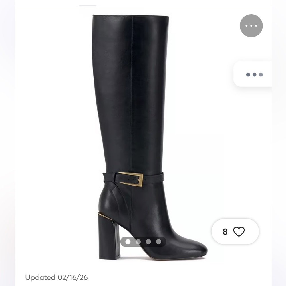 Vince Camuto Joanel Boots - Women's Black Leather Knee-High Heeled Boots